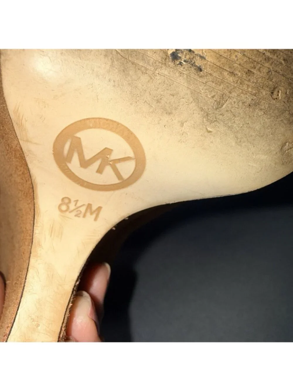 Michael Kors Suede Wedge Sandals with Gold Chain Detail Size 8.5
